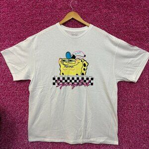Sponge Bob Who Lives in a Pinnacle Under the Sea White Tshirt size XL